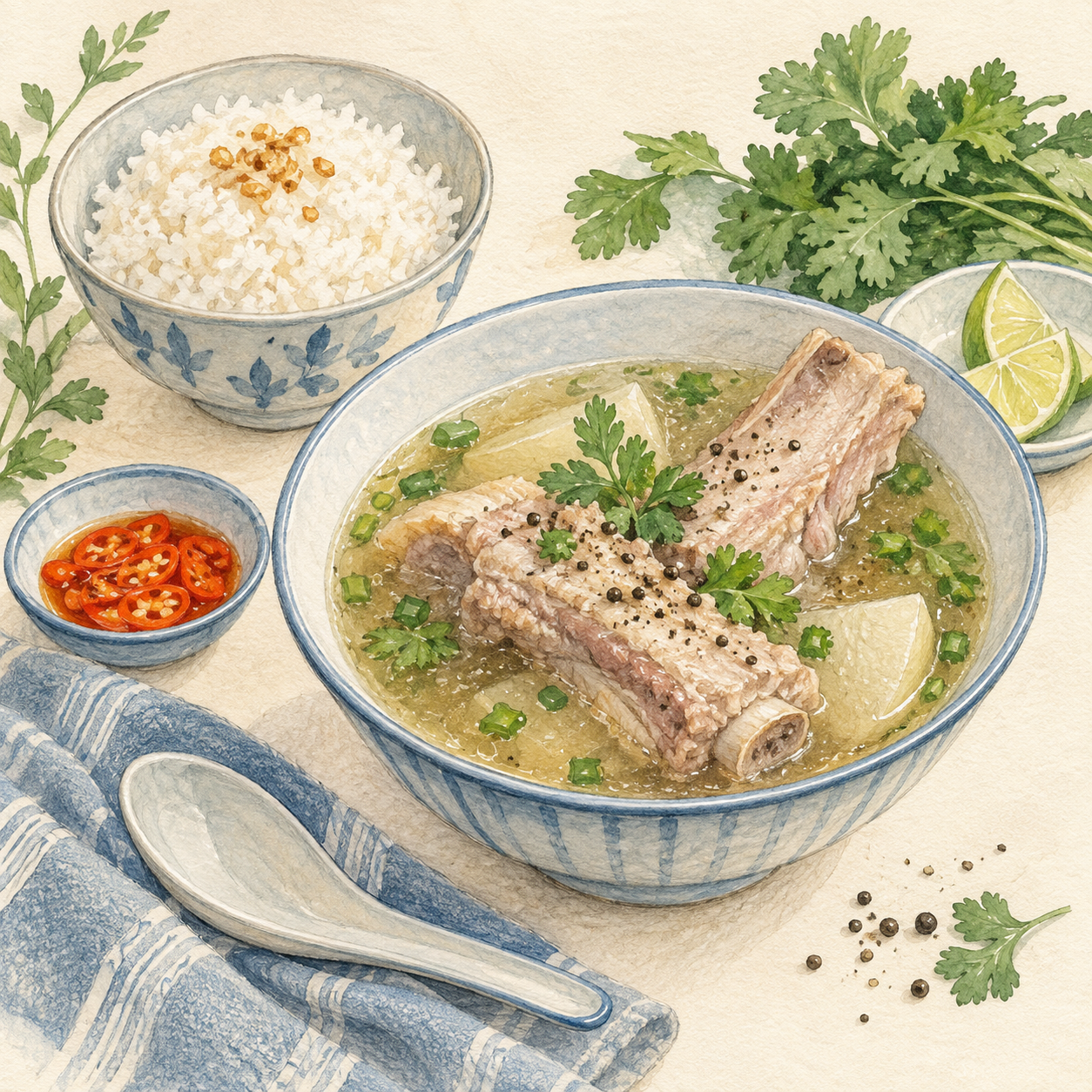 Bak Kut Teh — AI travel illustration