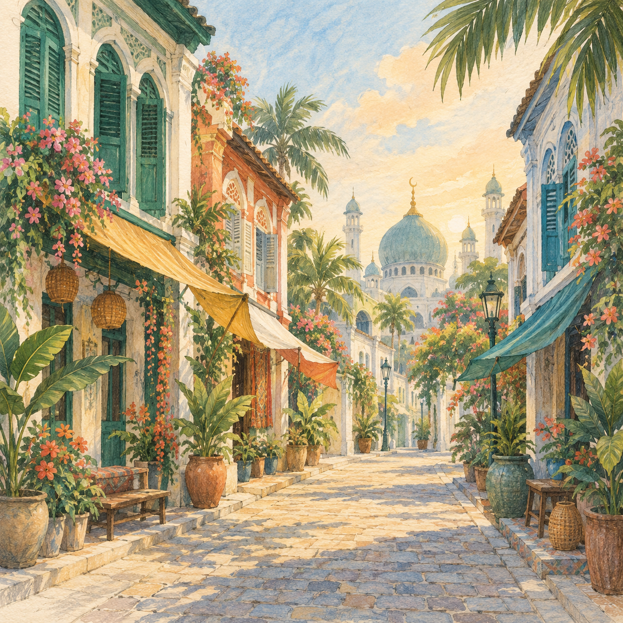 Kampong Gelam — AI travel illustration