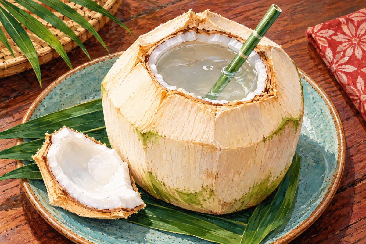 Fresh Coconut Water — AI travel illustration
