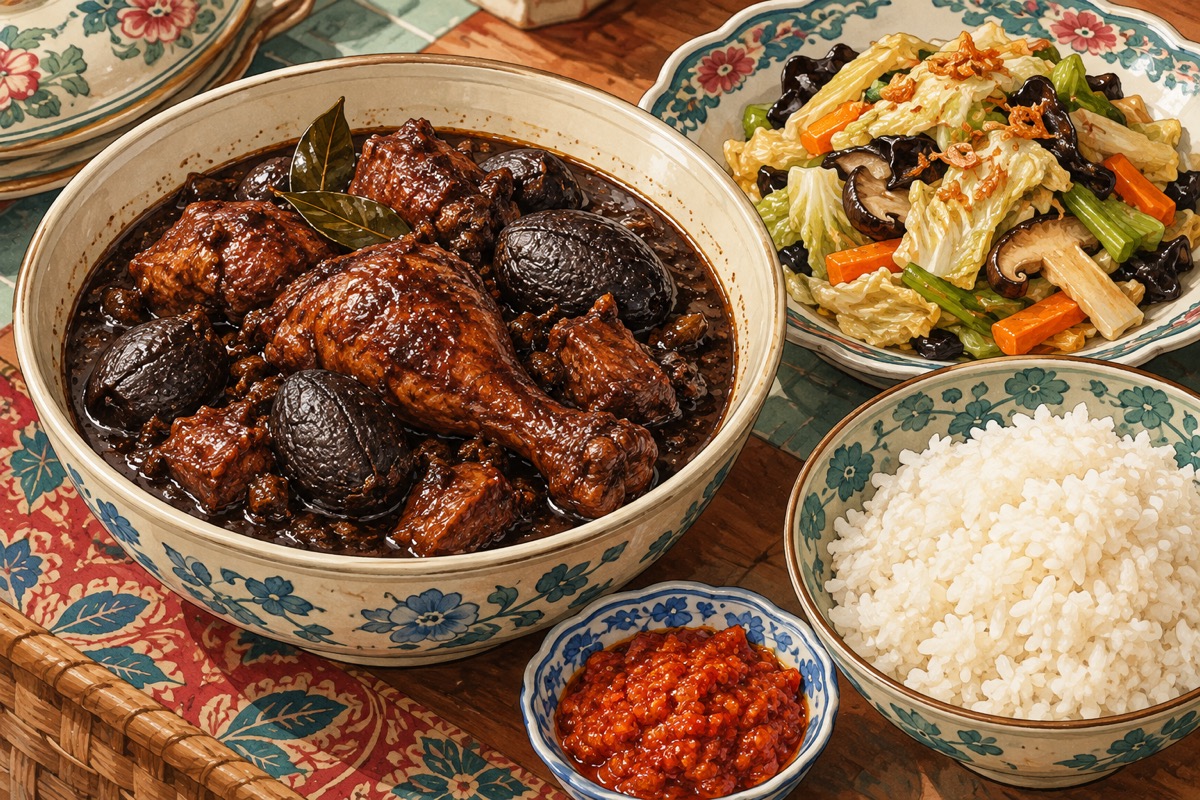 Peranakan Meal — AI travel illustration
